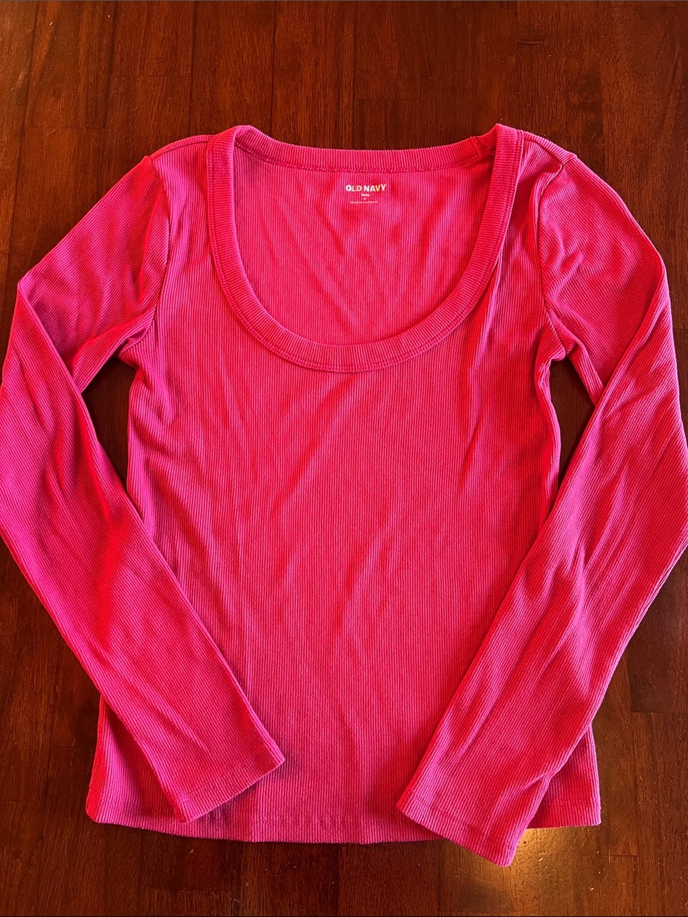Old Navy Long Sleeve Scoop Neck Top - Hot Pink